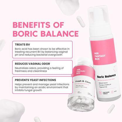 Her Fantasy Box | Boric Balance Yoni Foam Wash - Naturally Safe, pH-Balancing, Gentle Cleansing Formula for Daily Care, Odor Control, and Feminine Hygiene, 6 oz