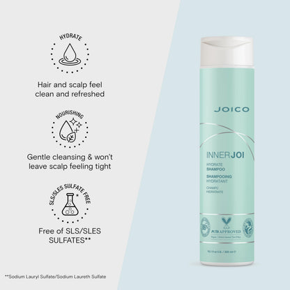 Joico InnerJoi Hydrate Shampoo | For Dry Hair & Scalp | Sulfate & Paraben Free | Naturally-Derived Vegan Formula