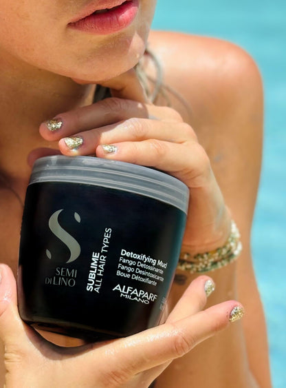 Alfaparf Milano Semi Di Lino Sublime Detoxifying Deep Cleansing Mud Treatment - Safe on Color Treated Hair - Clay-Based Detox for Hair - Professional Salon Quality - 21.1 oz.