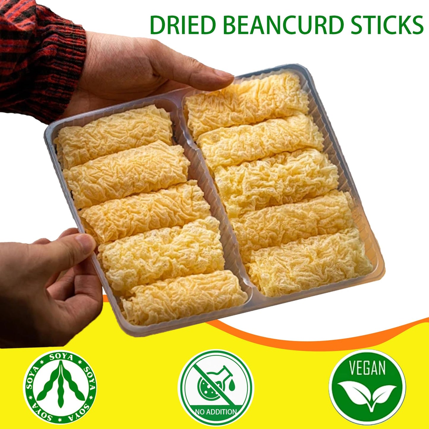GCYYSIQS Bean Curd Roll,Fried Bean Skin Rolls,120g/4.23oz/bag,Asian Tofu Snack,for Hot Pot, Soup,Noodles响铃卷 (2bags)