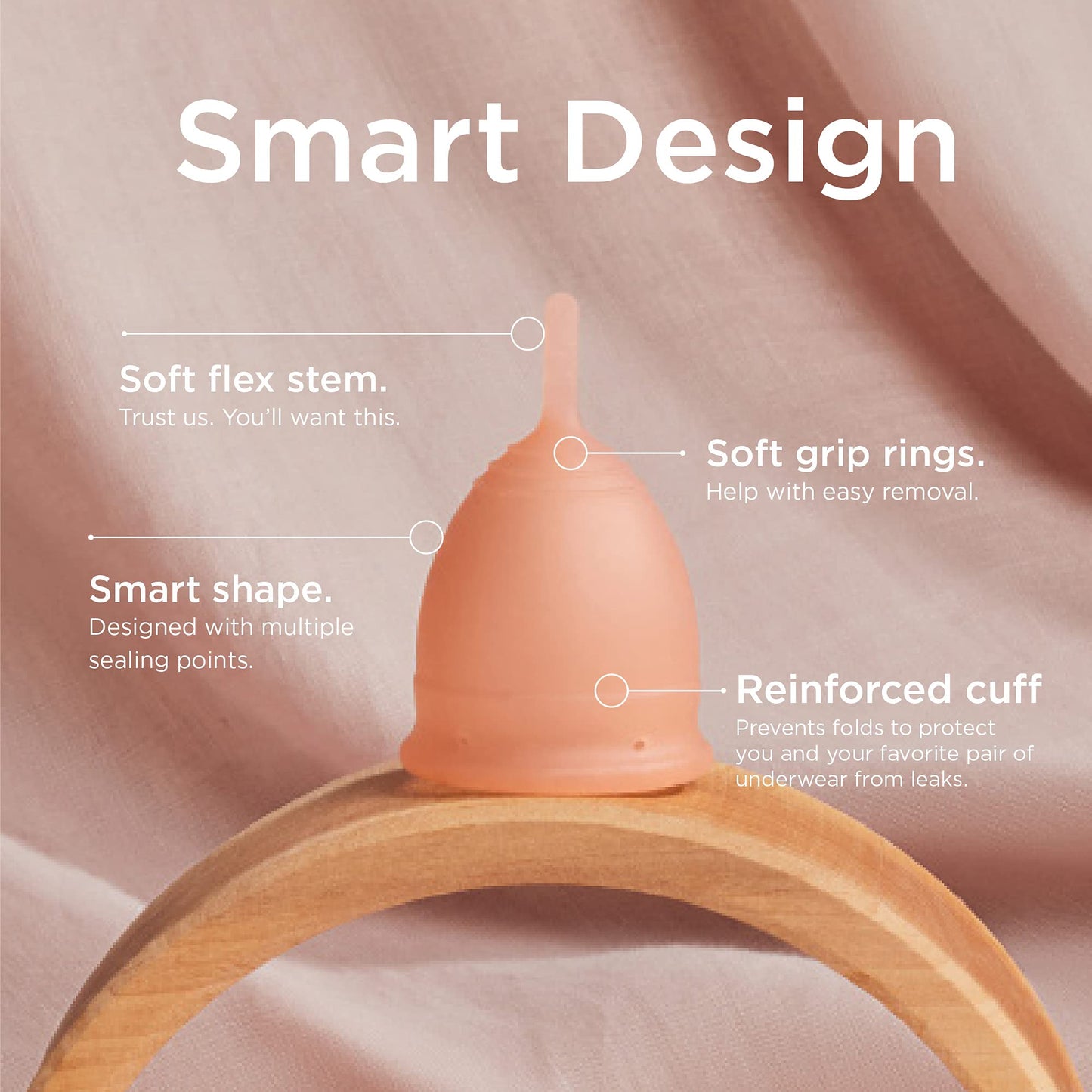 Saalt Soft Menstrual Cup (Desert Blush, Regular) & Cotton Brief Period 100% Cotton Underwear (Medium) - Best Sensitive Reusable Period Cup - Wear for 12 Hours - Tampon and Pad Alternative