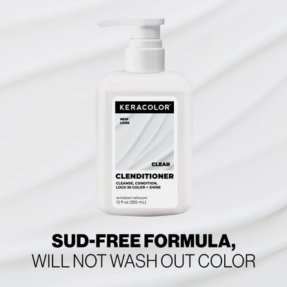 Keracolor Clenditioner Cleansing Conditioner, Clear, Color Protecting Keratin-Infused Co-Wash, Prevents Fade, 2 Sizes
