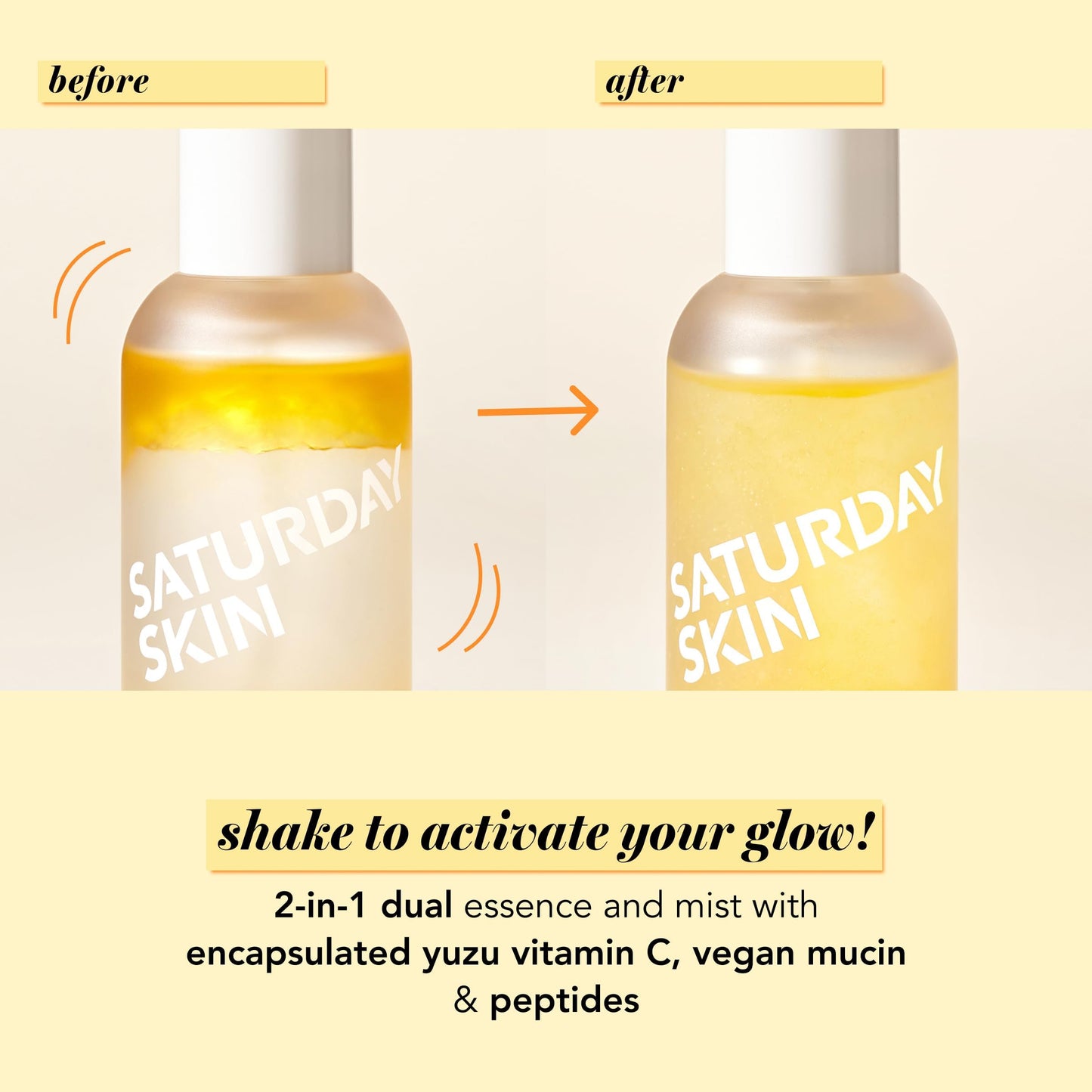 Saturday Skin Yuzu Vitamin C Essence Jelly Mist- Brightening Plumping Soothing Pore Refining - Encapsulated Vitamin C Ceramides Peptides - Korean Skincare Face Dual-Texture Mist Essence