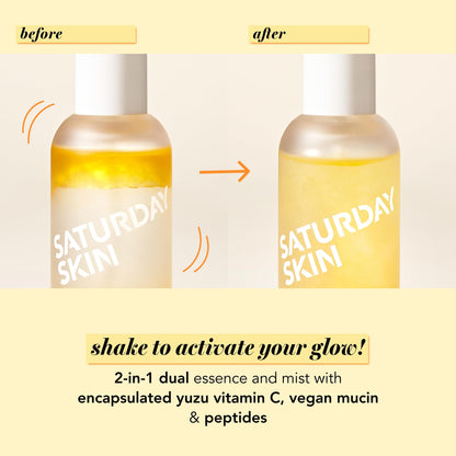 Saturday Skin Yuzu Vitamin C Essence Jelly Mist- Brightening Plumping Soothing Pore Refining - Encapsulated Vitamin C Ceramides Peptides - Korean Skincare Face Dual-Texture Mist Essence