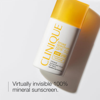 Clinique SPF 50 Mineral Sunscreen Fluid For Face | Zinc Oxide Sunscreen | Safe for Sensitive Skin, 1 Fl Oz