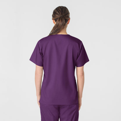 WonderWink Women's Wonderwork V-Neck Scrub Top, Eggplant, 3X-Large