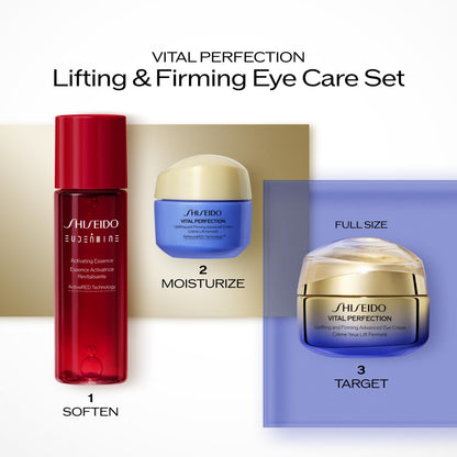Shiseido Lifting & Firming Eye Care Set - Eudermine Activating Essence (30mL), Vital Perfection Uplifting and Firming Advanced Cream (15mL) & Eye Cream (15mL) - $159 Value