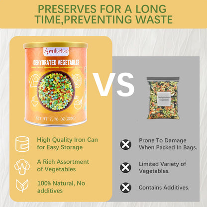 Dried Ramen Toppings, 220G/7.76OZ Dehydrated Vegetables, Natural Freeze Dried Vegetables, Carrots, Cabbage, Onions, Potatoes, Corn, Peas for Noodles, Pizza, Rice
