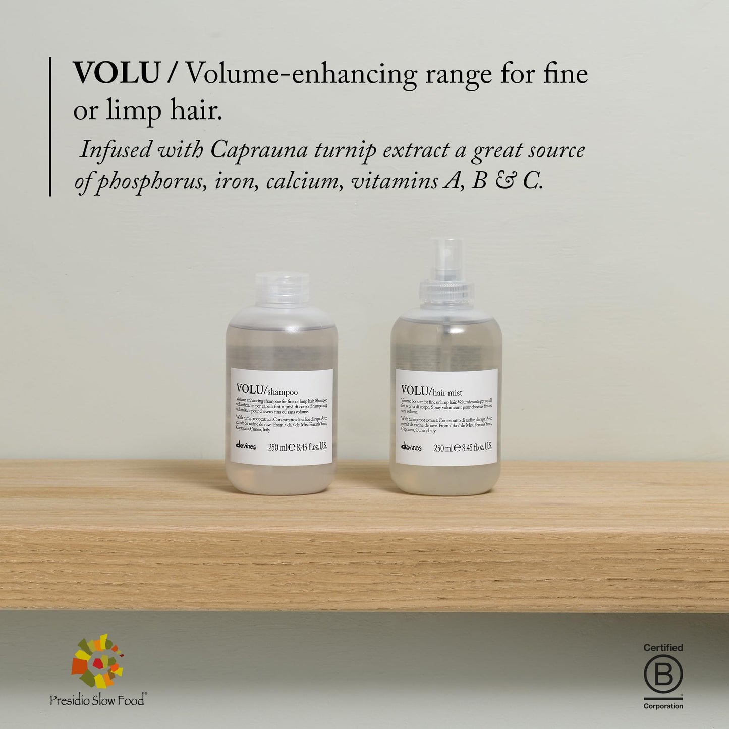 Davines VOLU Shampoo, Volume Shampoo For Fine, Thin Hair Types, Gentle Everyday Volumizing