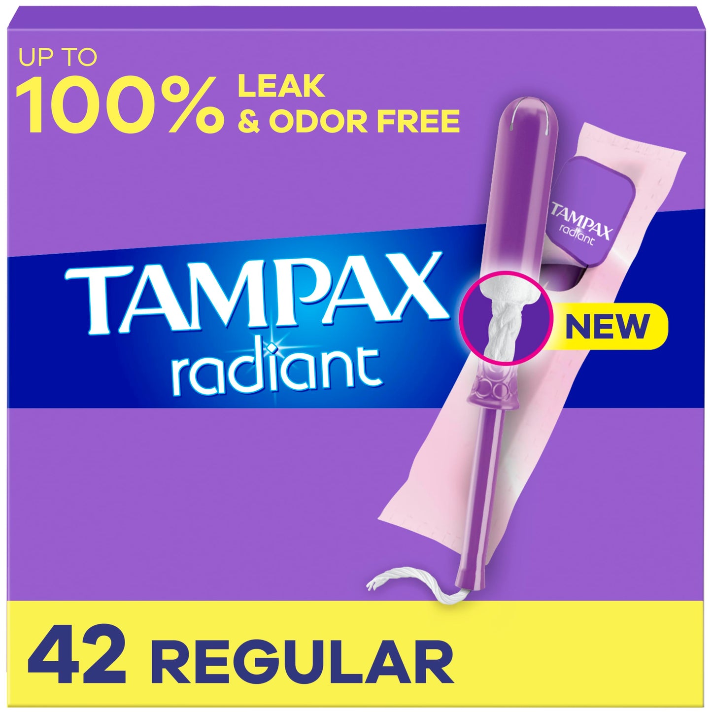 Tampax Radiant Tampons 42 R 2.7X 3/4/ 42ct, Pink and Blue