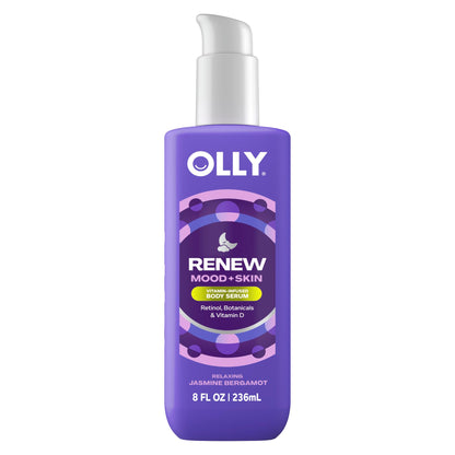 OLLY Renew Body Lotion-Serum with Vitamin D, Retinol & Botanicals – Nourishing Cleanser for Skin Barrier Repair, Deep Hydration, Jasmine Bergamot Scent, 8oz