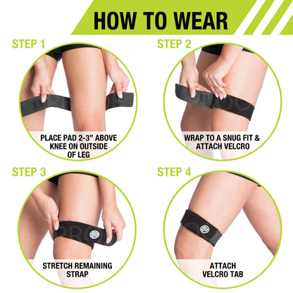Pro-Tec Athletics IT Band Compression Wrap, Knee Brace, Compression Wraps, Knee Strain, Knee and Outside of Knee Support, Iliotibial Band Syndrome, Adjustable, Men & Women, Working Out