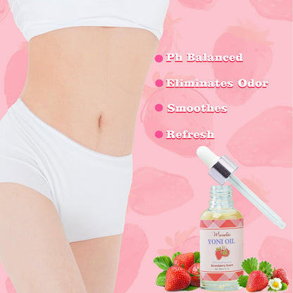 2 Packs Yoni Oil for Women, Natural Feminine Oil, Ph Balanced for Women, Eliminates Odor and Soothes, 100% Natural Feminine Deodorant Made with Strawberry Oils (1 fl oz/30 ml)