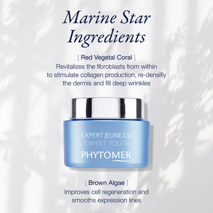 Phytomer Expert Youth Wrinkle Plumping Face Cream | Hydrating Anti-Wrinkle Cream for Smooth Skin Renewal | 96% Natural Origin Ingredients | 50ml