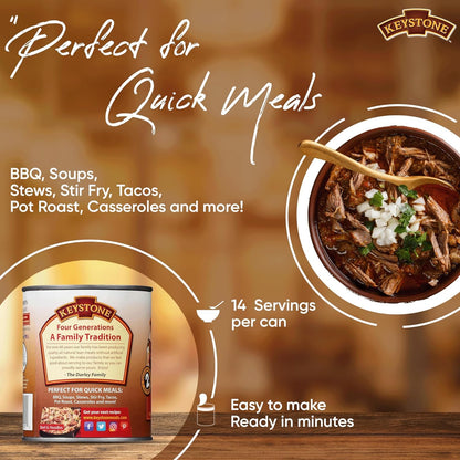 KEYSTONE Meats All Natural Canned Beef, Chicken & Pork Pack of 3, 28 Oz Long Term Emergency Survival Food Canned Meat | Fully Cooked Ready to Eat