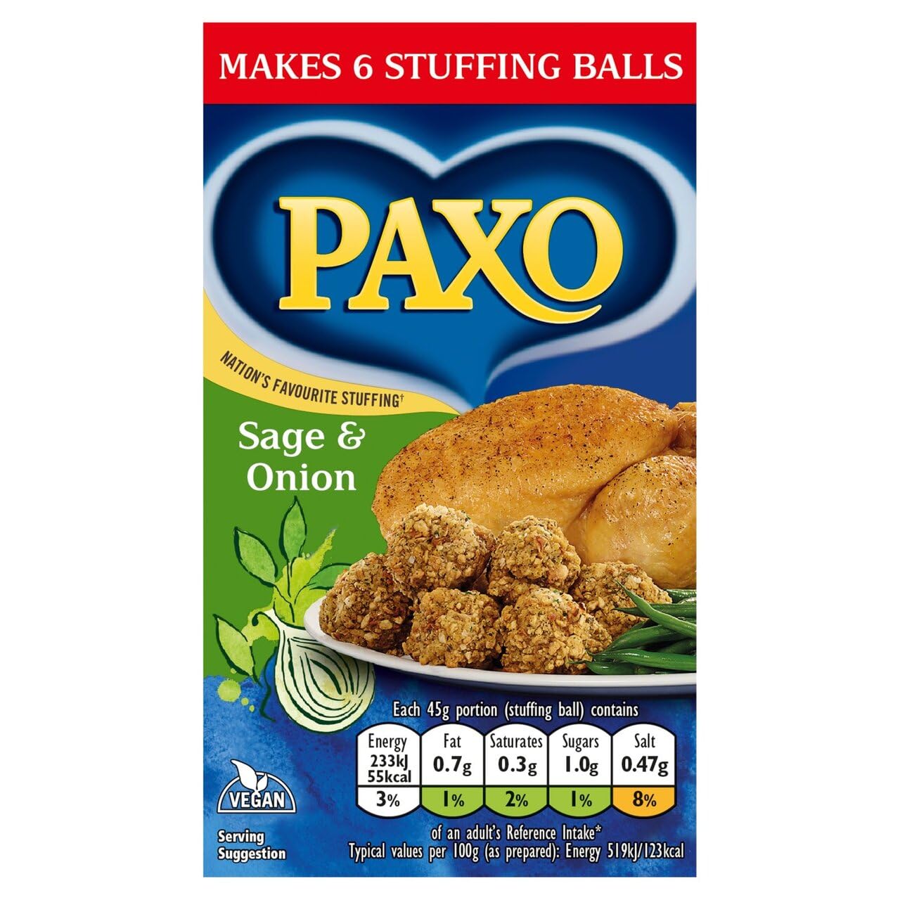Paxo Sage and Onion Stuffing Mix - 85g - Pack of 4 (85g x 4)