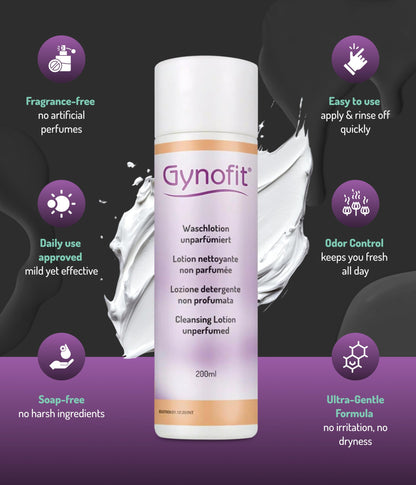 Gynofit Vaginal Health Bundle – pH-Balancing Cleansing Lotion (Unperfumed) & Lactic Acid Vaginal Gel (6 Count) – Daily Intimate Wash + Targeted Vaginal Moisturizer – Gynecologist Recommended