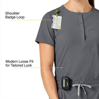 WonderWink Womens Mandarin Collar Tuck-in Top