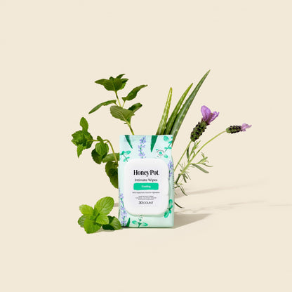 Honey Pot - Feminine Wipes - Daily PH Balancing, Fragrance & Sulfate Free Wipes for Intimate Parts, Body, or Face - Hygiene Products - Cooling 30 ct