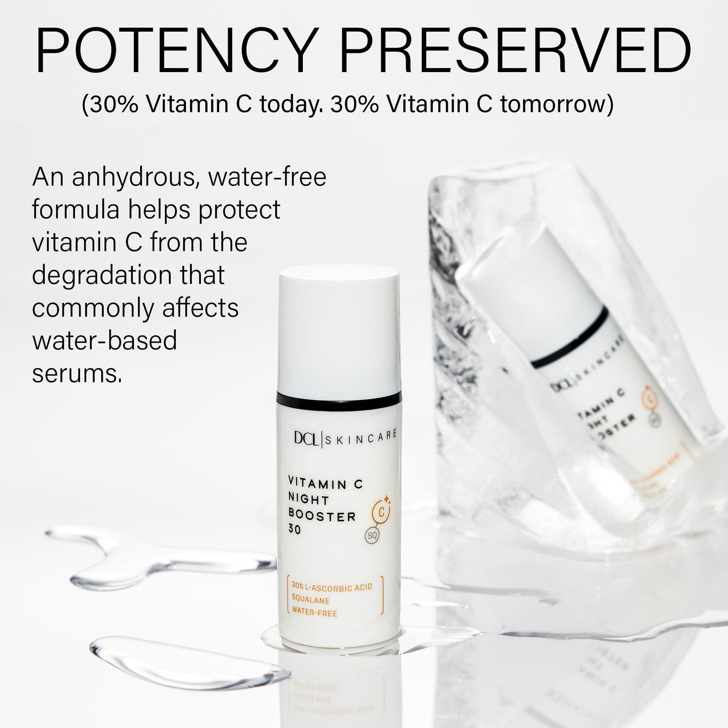 DCL Skincare Vitamin C Night Booster 30, 30% L-Ascorbic Acid for Overnight Collagen Support, 1 fl oz