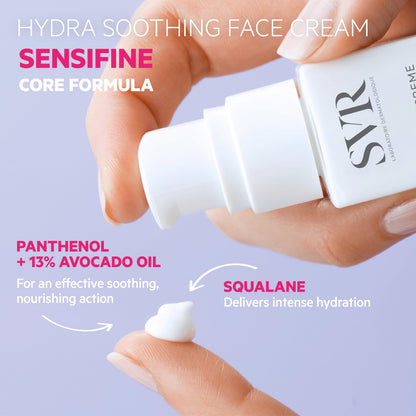 SVR Sensifine Hydra Face Cream. Moisturizing Soothing Care For Normal To Dry Dehydrated Skin. Fragrance Free Moisturizer With 96% Ingredients Of Natural Origin. 24hr Comfort And Hydration, 1.3 Fl.oz.