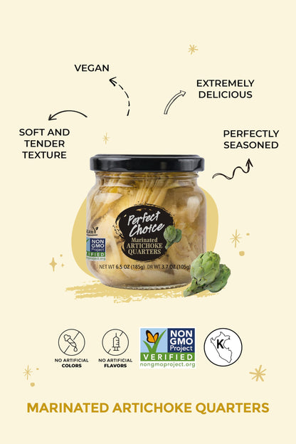 Perfect Choice Artichoke Quarters Marinated - Delicious artichoke for Salads, Pizzas & More - 6.5 oz (Pack of 3)