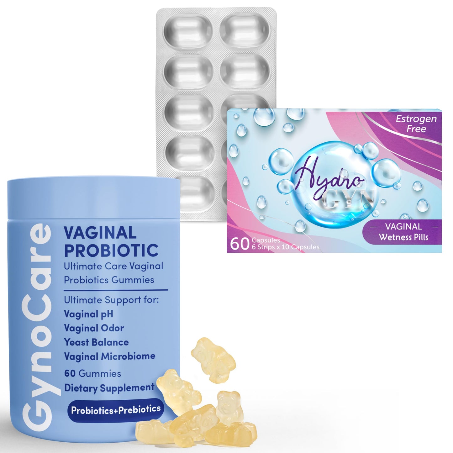 Feminine Wellness Bundle: Vaginal Moisture Support Supplement + Vaginal Probiotic Gummies – Dual Solution for Intimate Comfort and pH Balance