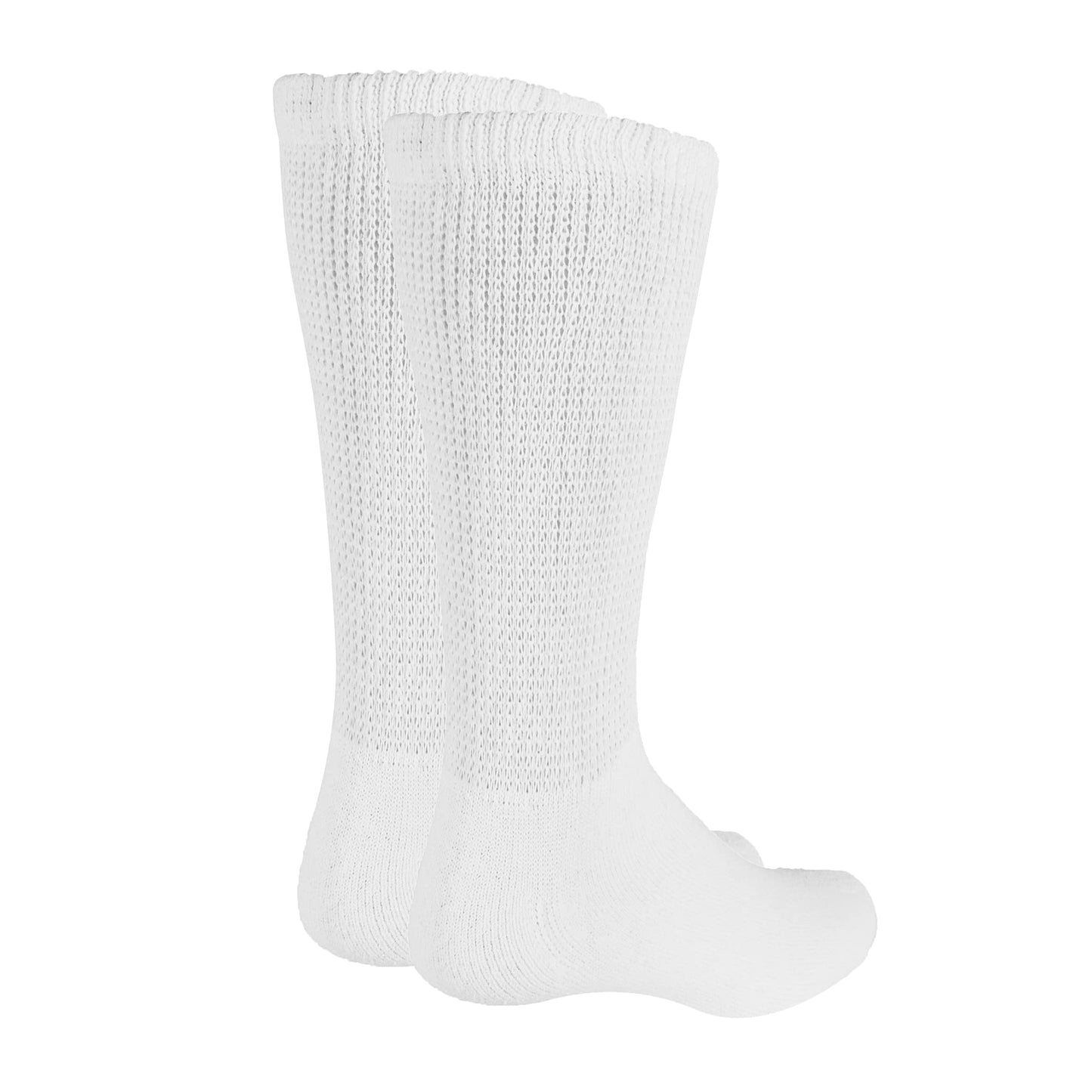 Truform Premiere Diabetic Socks for Men and Women, Medical Style Crew Length, Mid Calf Height, White, Large