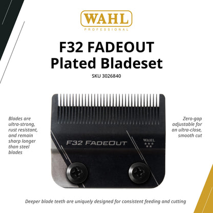 Wahl Professional F32 FADEOUT Blade High-Precision Replacement for Hair Clippers, Zero Gap Adjustable, Fits 5-Star Vapor Clipper