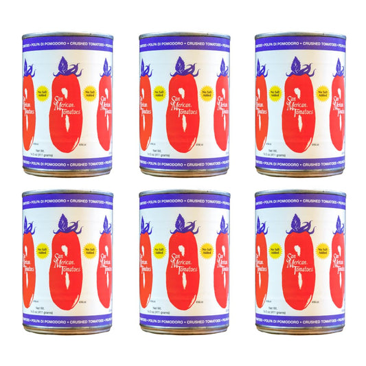 SMT SAN MERICAN TOMATO - No Salt Added Crushed Canned Tomatoes - 14.5 Ounce (Pack of 6) - USA Grown