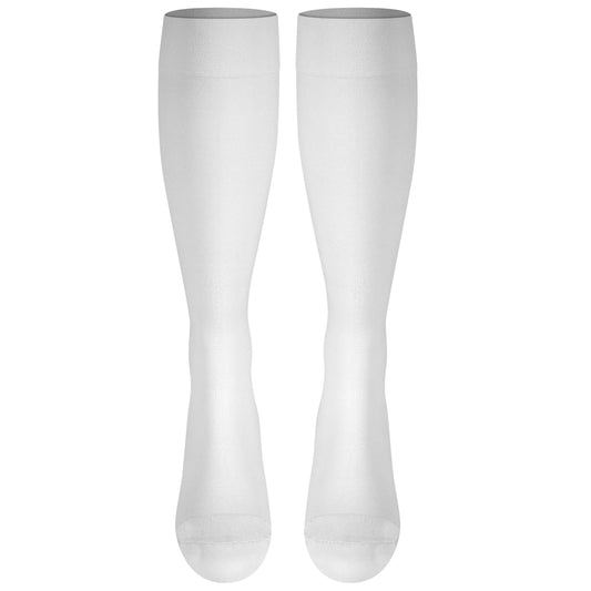 NuVein Medical Compression Stockings, 20-30 mmHg Support for Women & Men, Knee Length, Closed Toe, White, Small