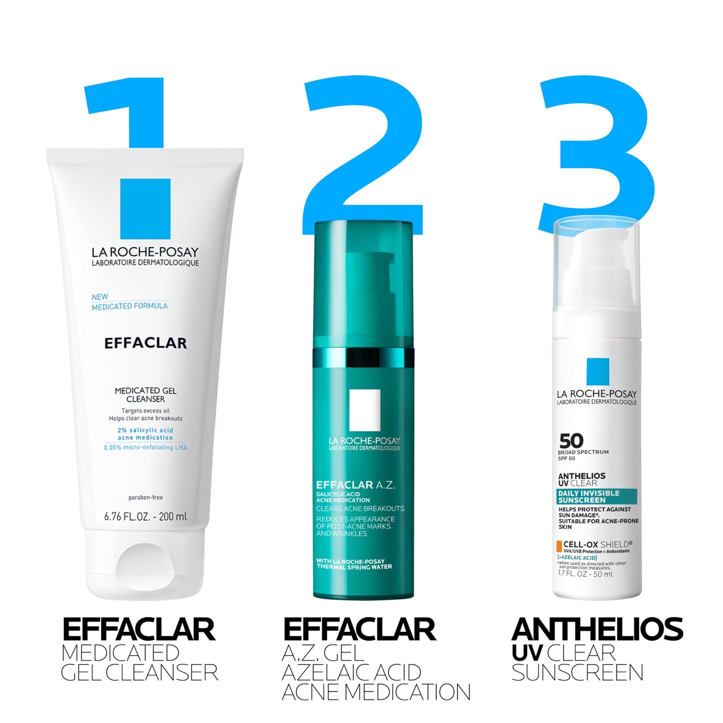 La Roche-Posay Effaclar A.Z. Gel, Azelaic Acid & Salicylic Acid for Acne Treatment, Anti-Aging & Acne Scars, Dual Action Medicated Face Gel for Breakouts & Signs of Aging, 1.35 oz