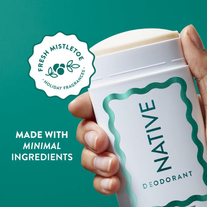 Native Deodorant, Holiday Edition, Fresh Mistletoe Scent, Contains Naturally Derived Ingredients, 72 Hour Odor Control | Deodorant for Women and Men, Aluminum Free with Baking Soda