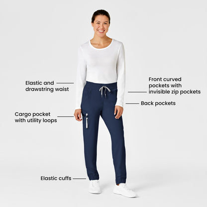 WonderWink Womens Jogger Medical Scrubs Pants, Navy, X-Large US