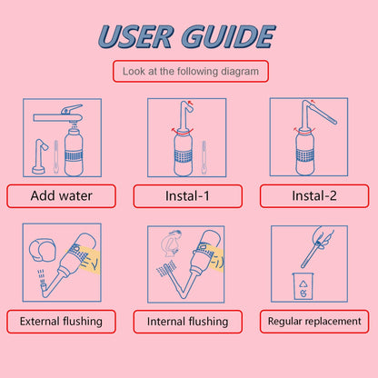 2PCS-Pack 2IN1 Intimate Wash for Women,2 Nozzle（Short+Long）,Portable Bidet Travel Bidets with Waterproof Cap + Storage Bag,Peri Bottle for Postpartum Care (Pink+Green)