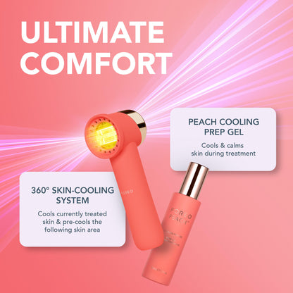 FOREO Peach 2 go IPL Hair Removal Device - Travel-Friendly Permanent Hair Removal - Laser Hair Removal - Body & Face - Painless Hair Removal - Skin Cooling & Silicone Shield - Customizable - Coral