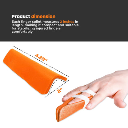 Primacare IS-5202 (Pack of 10) Padded Aluminum Finger Splints, Finger Brace for Pain Relief Sport Injuries, Basketball, Finger Buddy Wraps for Broken, Swollen Fingers or Dislocated Joint, 2", Orange