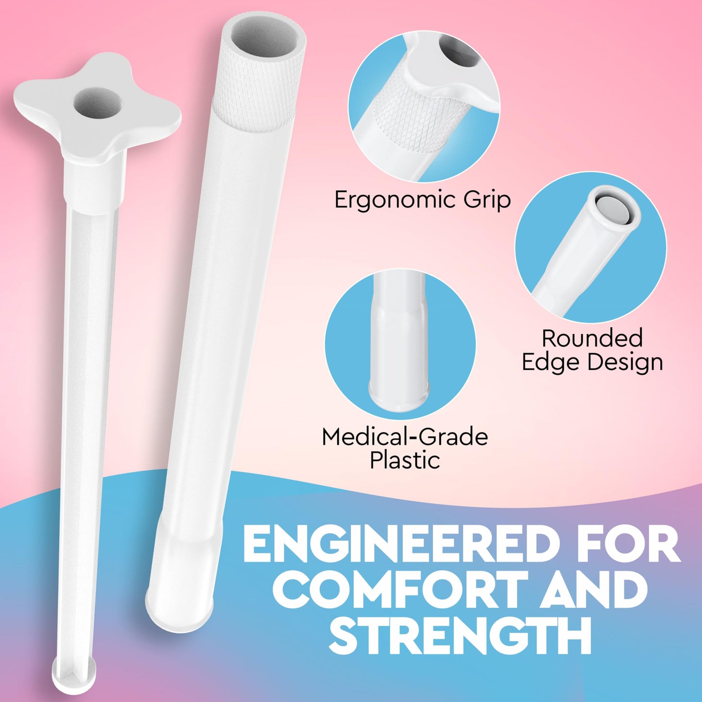 Pelvana Vaginal Suppository Applicators for Women - 15 Individually Wrapped Sterile Applicators, Fits Size 0 & 00 Capsules, Pills, Tablets up to 9mm - Disposable, Rounded Edges, Easy-Grip Handle