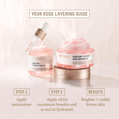 Biossance Squalane + Vitamin C Rose Face Moisturizer – Antioxidant-Rich Day/Night Face Lotion – Hydrates and Smooths Fine Lines – Even Skin Tone & Reduce Discoloration – For Radiant Skin, 1.69 Fl Oz