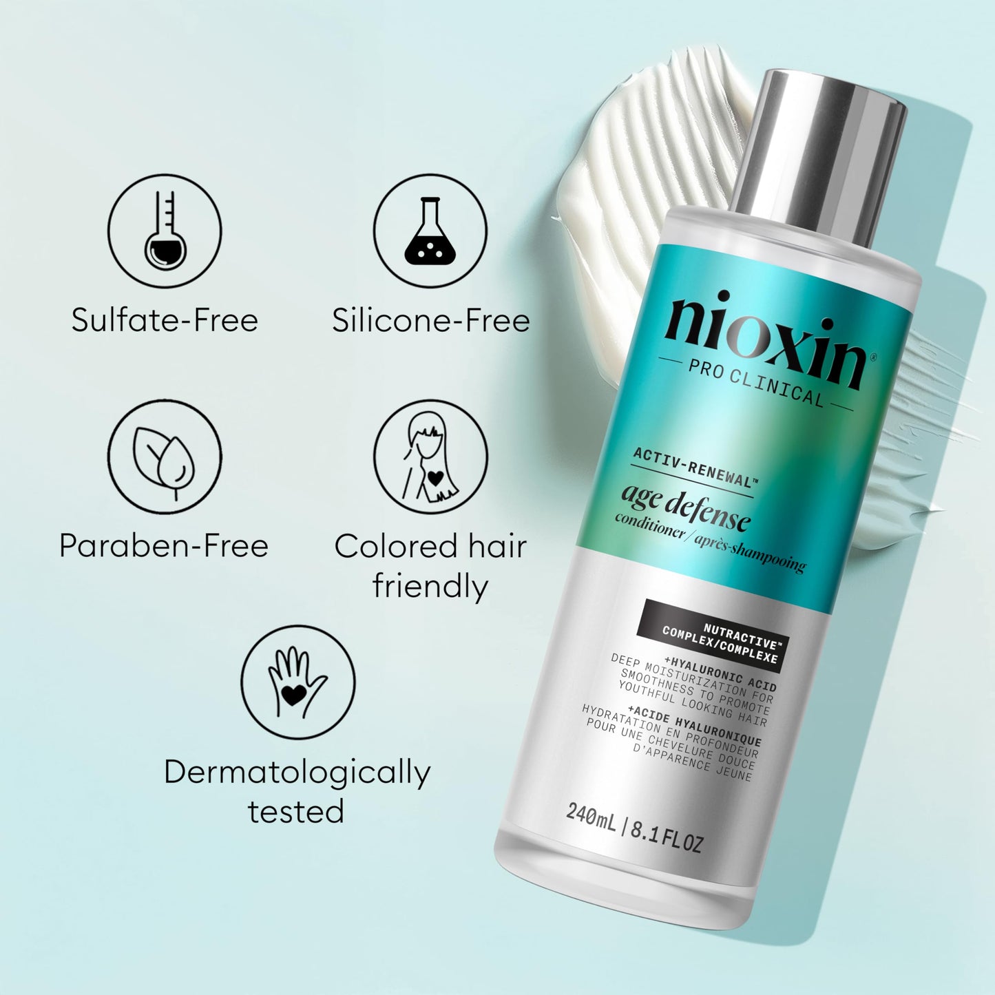 Nioxin Age Defense Conditioner for Aging Hair | Strengthening & Moisturizing Conditioner with Hyaluronic Acid | Against Breakage | Paraben, Sulfate & Silicone-Free | Daily Use