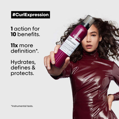 L'Oréal Professionnel Paris Curl Expression 10-in-1 Mousse - Multi-Benefits For Curly and Coily Hair - Defines and Strengthens Curls With Heat Protection, Silicone, Paraben and Alcohol-Free