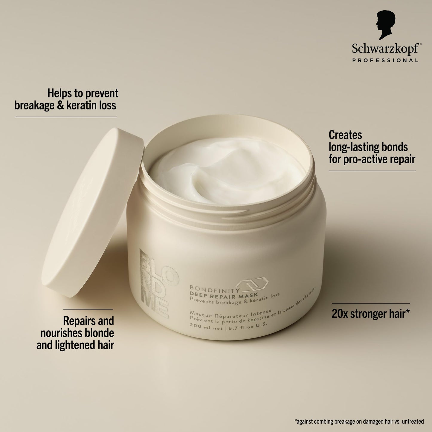 BlondMe Bondfinity Deep Repair Mask for Blonde Hair | Intensive Hair Treatment | Strengthens, Repairs, & Prevents Breakage | For Blonde, Lightened, & Grey Hair