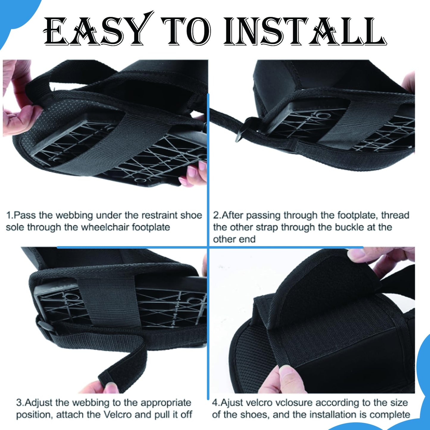 Wheelchair Restraint Shoes Prevent The Foot from Falling Off The Footrest Adjustable & Easy to Wear,Wheelchair Shoe Holder Straps for Disabled & Rehabilitation Patients
