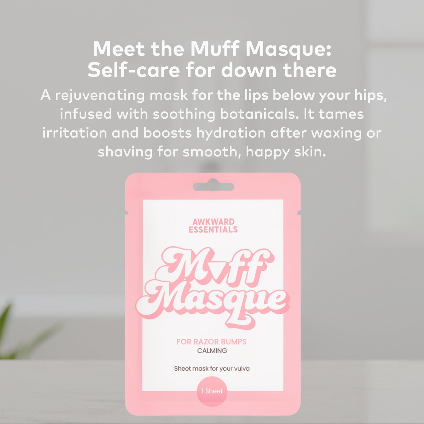 Awkward Essentials Muff Masque Moisturizing Plant-Based Vajacial Mask for Women, Hydrating Vulva Care Sheet Mask Relieves Vaginal Dryness, Itching & Hydrates Hair