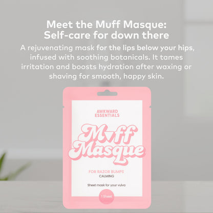Awkward Essentials Muff Masque Moisturizing Plant-Based Vajacial Mask for Women, Hydrating Vulva Care Sheet Mask Relieves Vaginal Dryness, Itching & Hydrates Hair