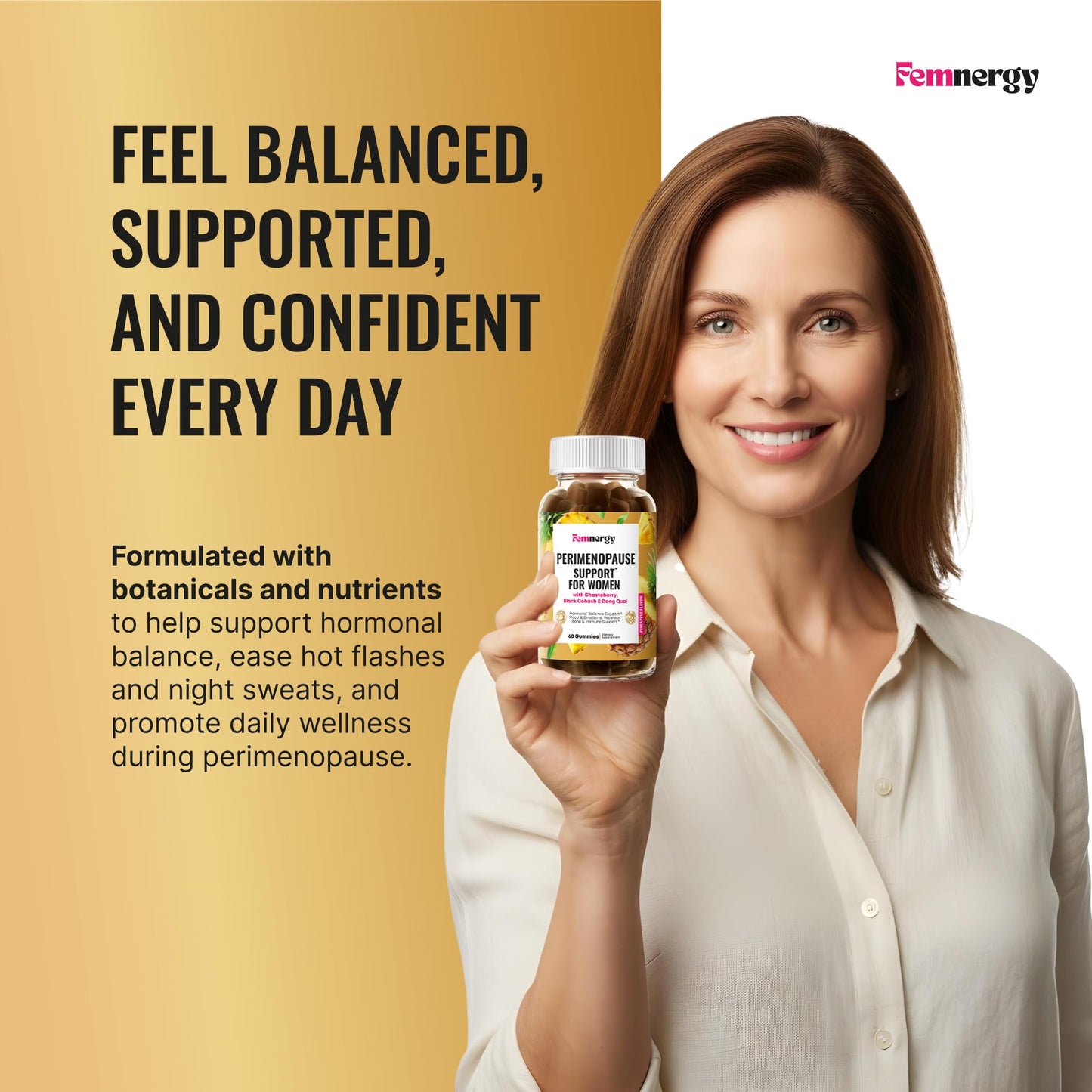 Perimenopause Support Gummies for Women - Menopause Relief Estrogen & Hormone Balance Supplement with Black Cohosh Chasteberry Vitamins D3 B6 for Hot Flashes Night Sweats & Mood Swings