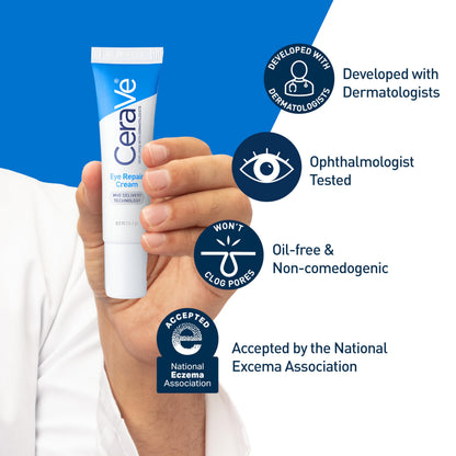 CeraVe Eye Repair Cream, Under Eye Cream For Puffiness And Bags Under Eyes, Hyaluronic Acid + Niacinamide + Marine Botanical Complex, Oil Free & Opthalmologist Tested