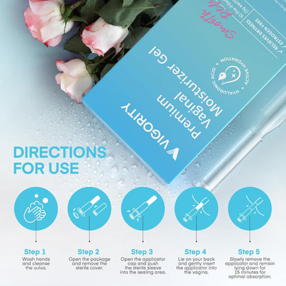 Vigority Vaginal Moisturizer Gel: Long Lasting Relief for Vaginal Dryness, Irritation & Intimate Discomfort with Hyaluronic Acid & Vitamin E – Hormone-Free Feminine Care – 10 Pre-Filled Applicators