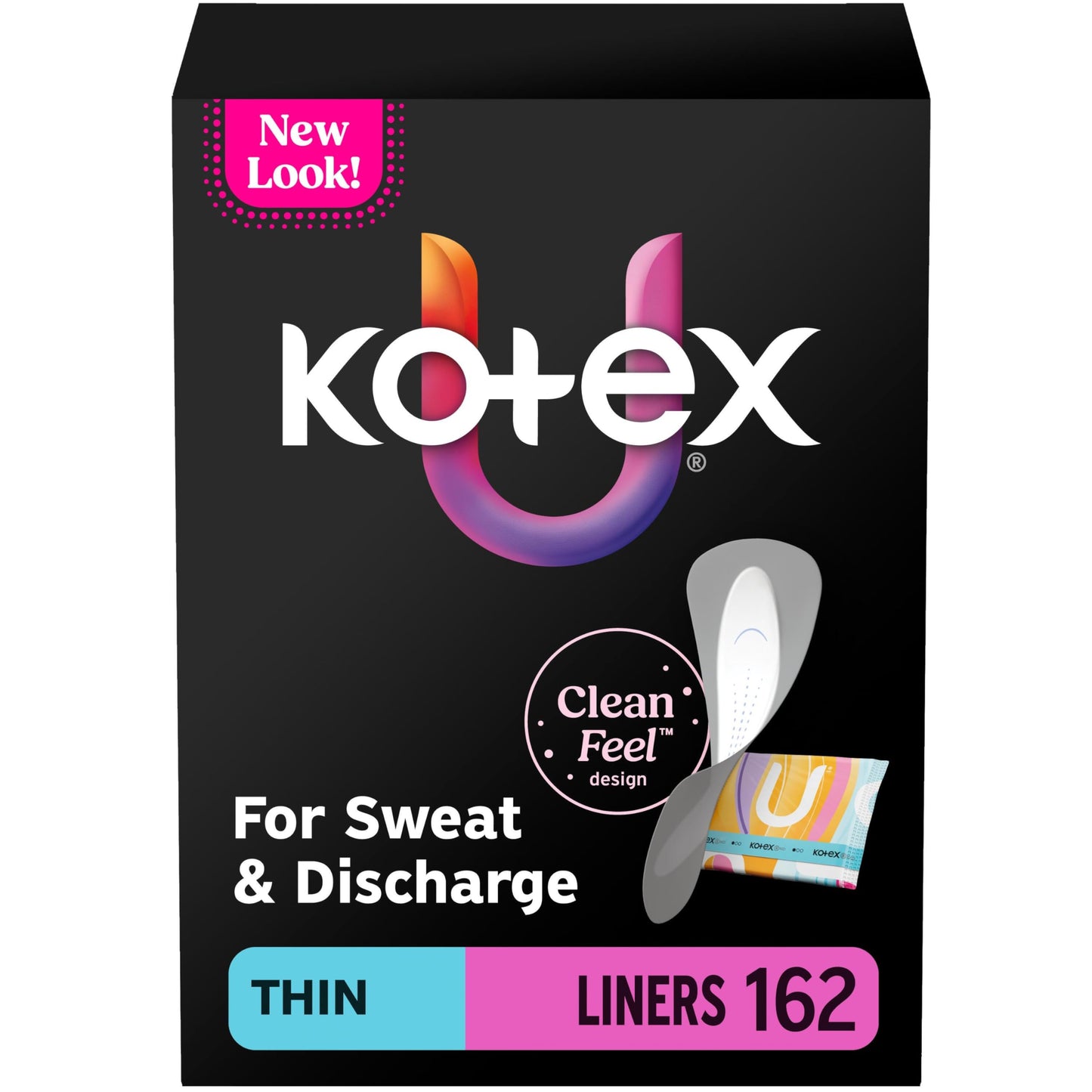 Kotex Daily Wrapped Liners, Light Absorbency, Thin, 162 Count (Packaging May Vary)