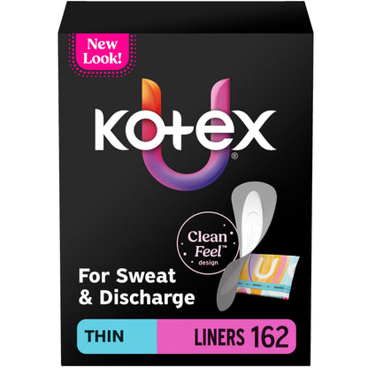 Kotex Daily Wrapped Liners, Light Absorbency, Thin, 162 Count (Packaging May Vary)